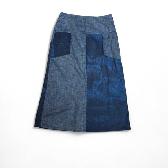 Y2K COP. COPINE PARIS GRAPHIC DENIM MID SKIRT SIZE SMALL. - Picture 5 of 7